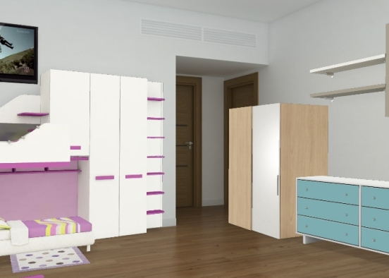 Twin girl bedroom  Design Rendering