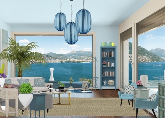 Vacation Family Room Design Rendering