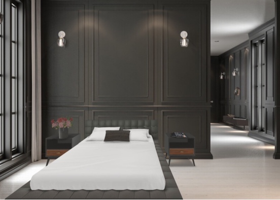 Black bedroom | Black aesthetic | Masculine | Minimalistic Design Rendering