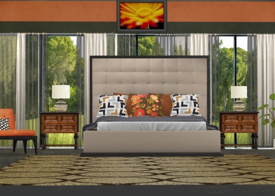 Orange Guest Room Design Rendering