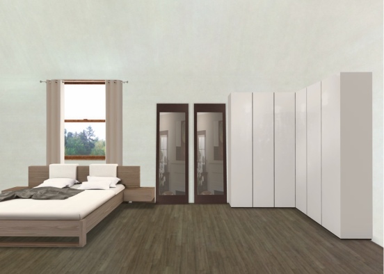 modern bedroom in cabin Design Rendering