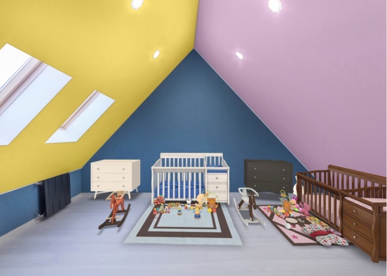 small baby boy and girl room Design Rendering