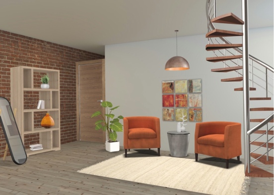 Orange office Design Rendering