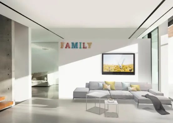 Contemporary Modern Family Living Room Design Rendering