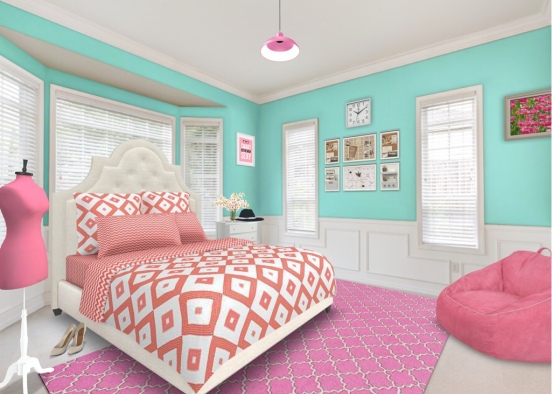 Girly teenager bedroom  Design Rendering