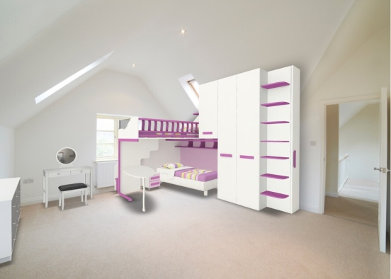 A cute twin girls room 👏🏻💜 Design Rendering