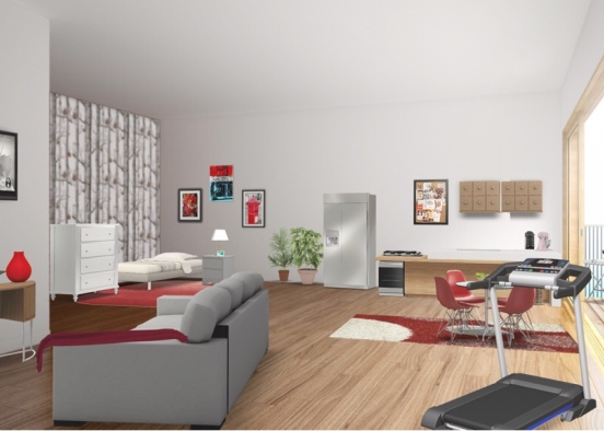 Smail red apartman Design Rendering
