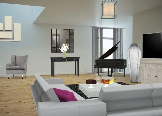 Livingroom grey Design Rendering