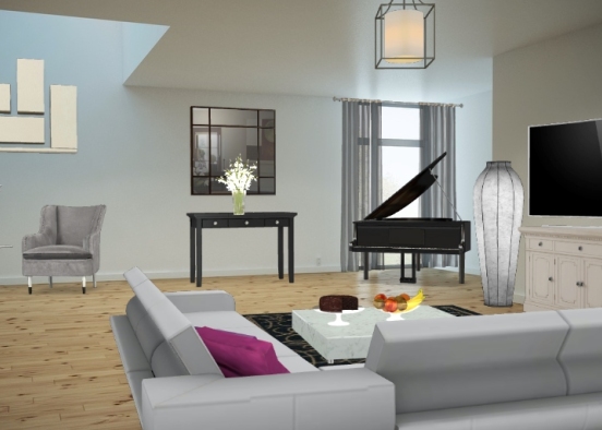 Livingroom grey Design Rendering