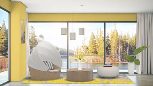 Yellow and white little living room 💛