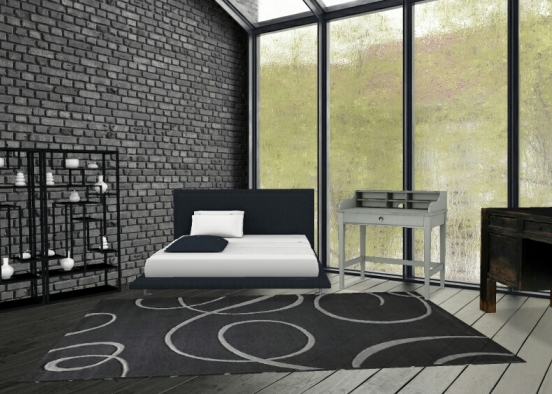 Black Bedroom  Design Rendering