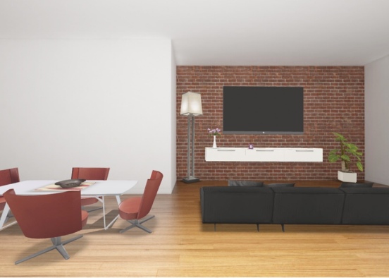 Little Living room+Dining room  Design Rendering