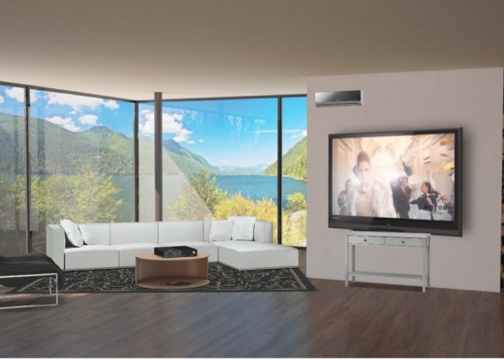 Forest View Living Room Design Rendering