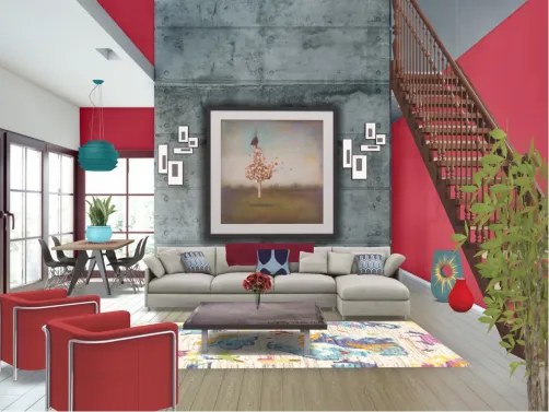 Red and teal whimsy 