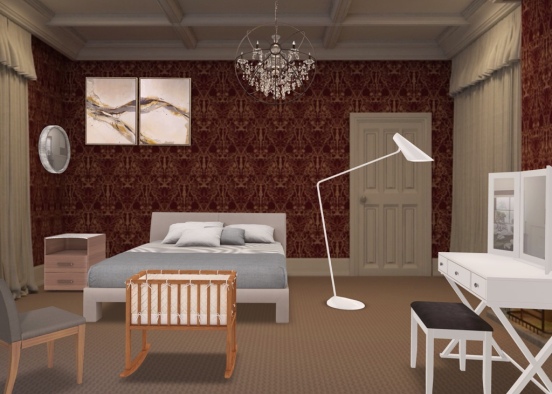 Royal bed room Design Rendering