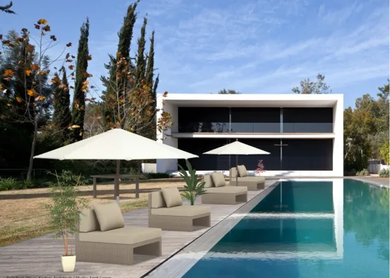 Sleek House and Swimming Pool Design Rendering