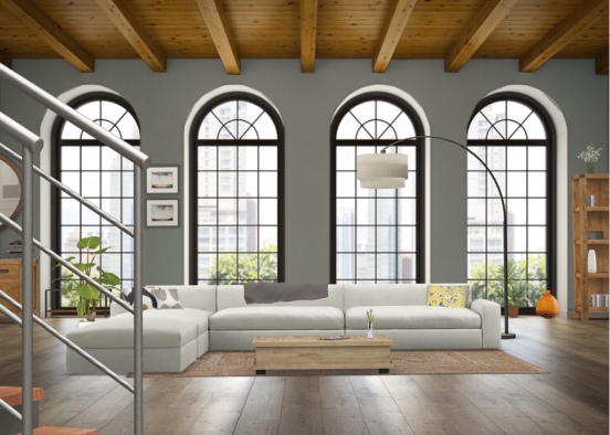 Living room grey Design Rendering