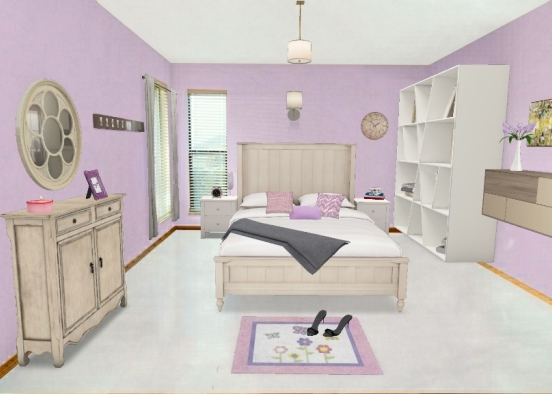 Bed pink room Design Rendering