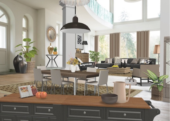 dining room - living room  Design Rendering