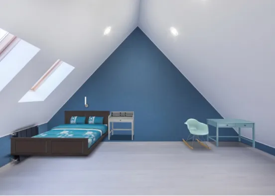 girls blue bedroom Design Rendering