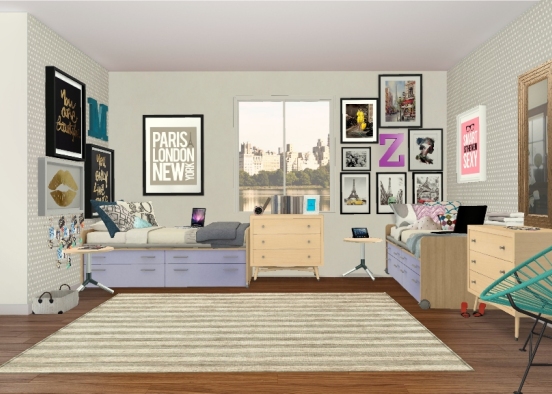 Madi's and Zoey's room Design Rendering