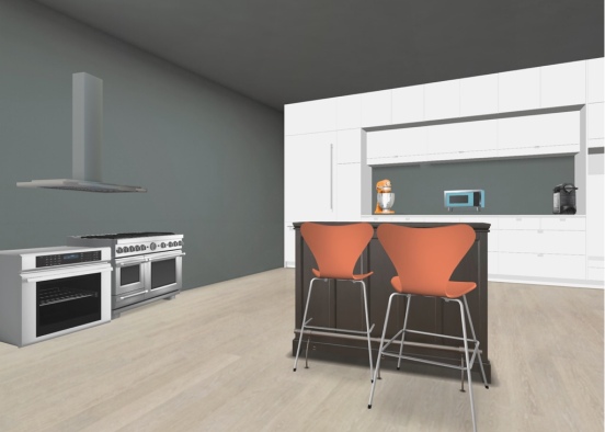 orange kitchen Design Rendering