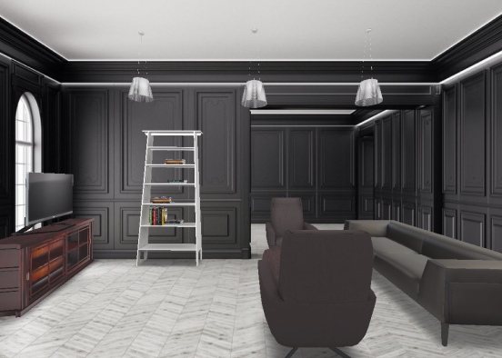 black living room Design Rendering