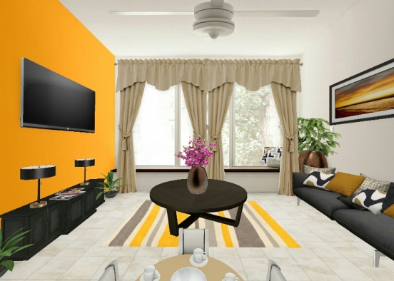 Open Concept Dining-Living Room Design Rendering