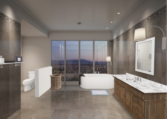 luxury bathroom with the view  Design Rendering