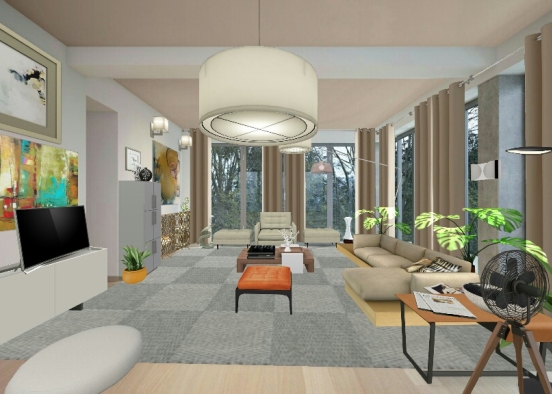 Living Room with a view Design Rendering