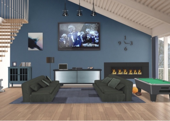 Guy Blue Living Room 💙 Design Rendering