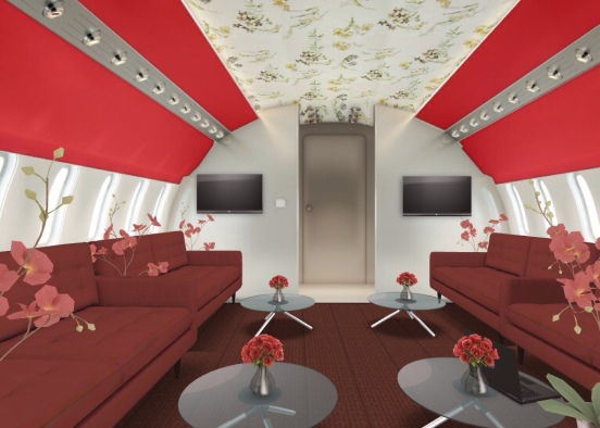 Floral red private jet Design Rendering