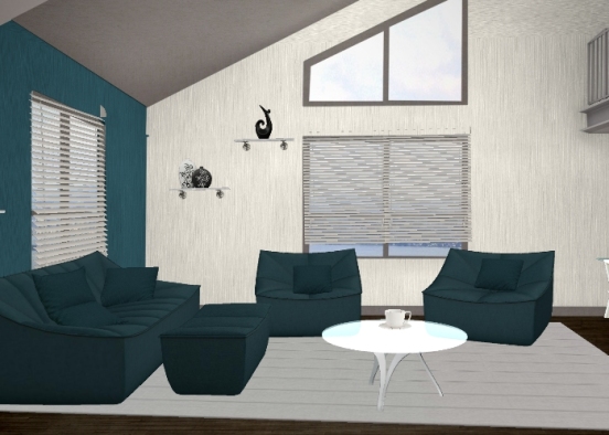 Teal living room Design Rendering