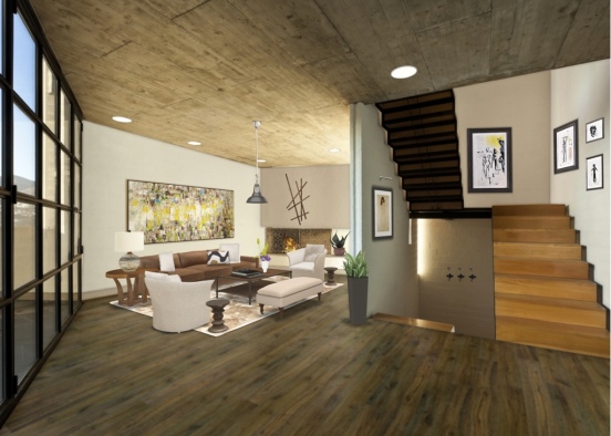 contemporary living room Design Rendering