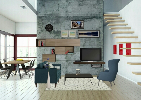 È un soggiorno per chi ama lo stile moderno ! Design Rendering