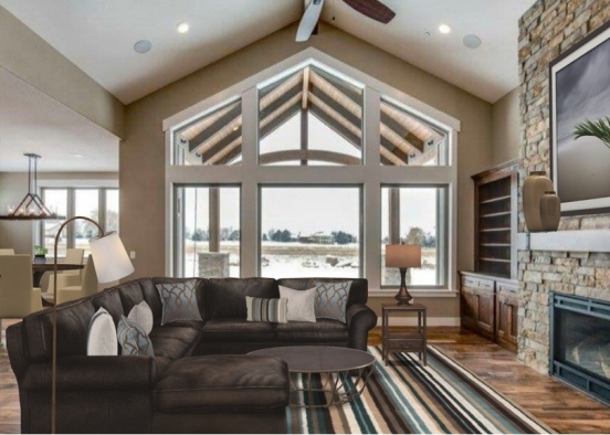 Rustic Living Room Design Rendering