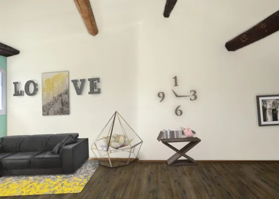 Modern Traditional Living Room Design Rendering
