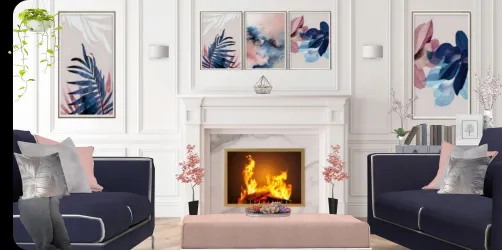 Blue and pink living room