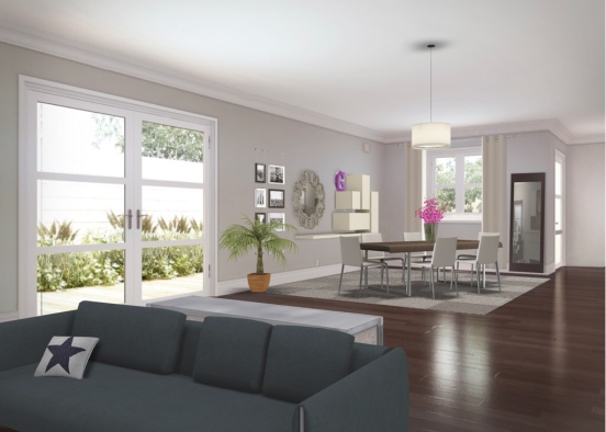 Open concept living roomdining room Design Rendering