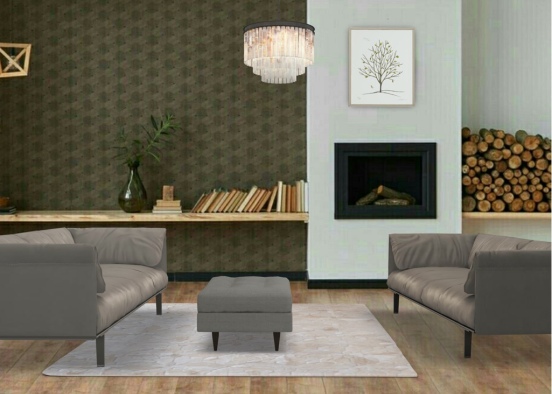 library  living room Design Rendering