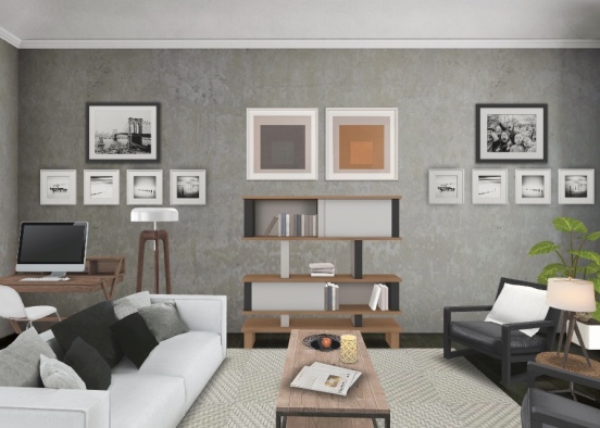 Urban Graphic Designer Living Room Design Rendering