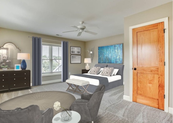 master bedroom gray & blue Design Rendering