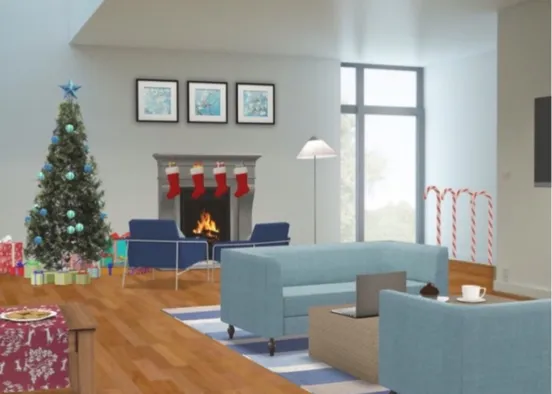 a living room decorated for Christmas Design Rendering