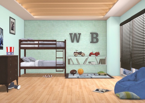 twin boys bedroom Design Rendering