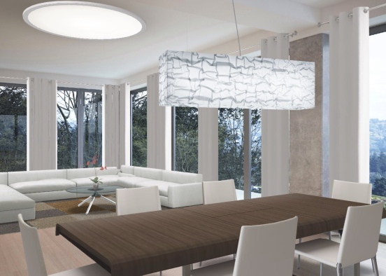 Luxury  living room & dining room  Design Rendering