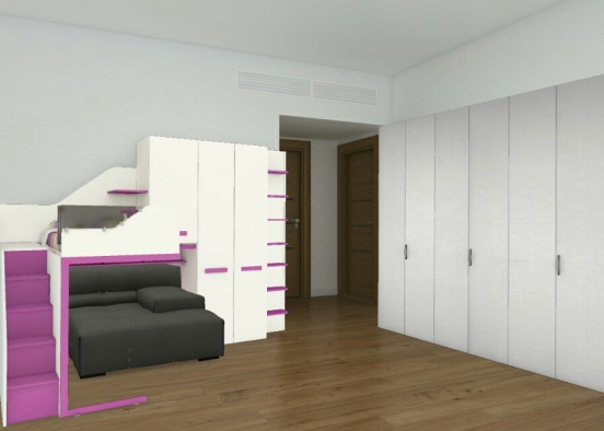 Girls Fun Bedroom Design Rendering