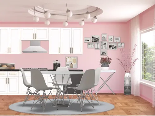 retro pink kitchen
