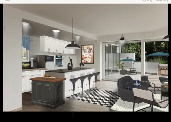 Kitchen-Living Room Combo Design Rendering
