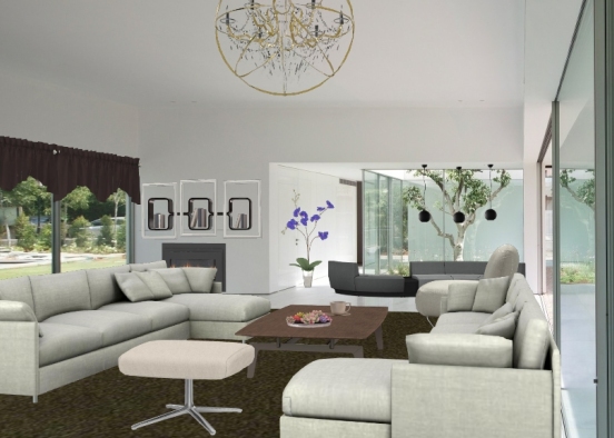 Villa Living Room Design Rendering