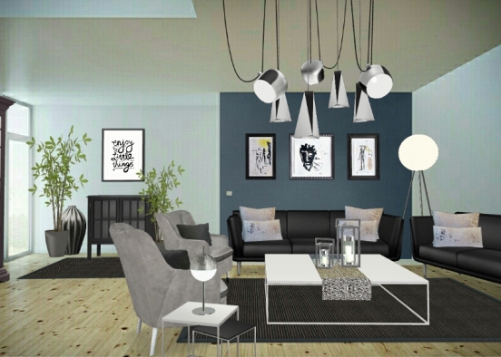 Black and white meets grey and silver Design Rendering